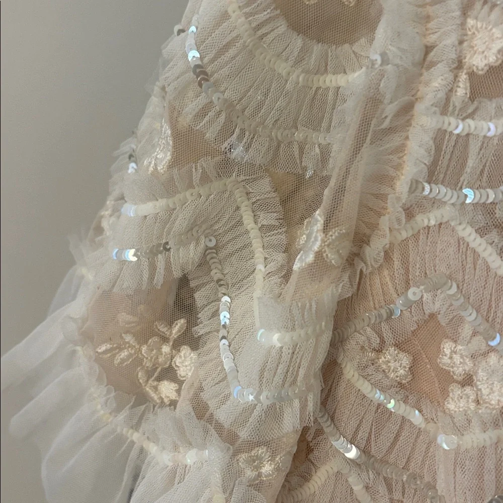 NEEDLE & THREAD WOMENS LUNETTE BLOSSOM ANKLE LENGTH GOWN DRESS SEQUIN TULLE 4 - Picture 10 of 15